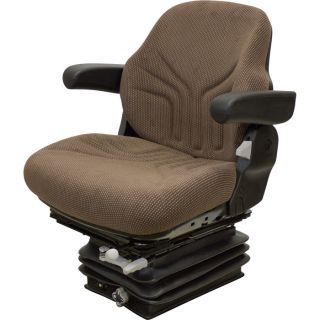 K & M Uni Pro 402 Deluxe Suspension Seat With Fold-Up Armrests — Fabric, Brown, Model# 6792  Construction   Agriculture Seats