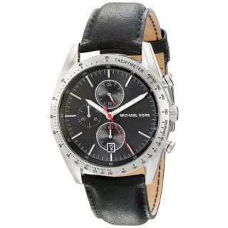 Michael Kors Mens Black Leather Watch   Shopping   Big