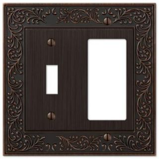 Amerelle English Garden 1 Toggle and 1 Decora Wall Plate   Aged Bronze 43TRVB
