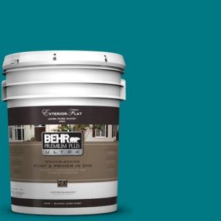 BEHR Premium Plus Ultra 5 gal. #P470 7 The Real Teal Flat Exterior Paint 485305