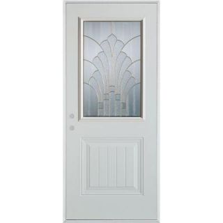 Stanley Doors 32 in. x 80 in. Art Deco 1/2 Lite 1 Panel Prefinished White Steel Prehung Front Door 1350S C 32 R Z