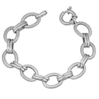 Argento Italia Rhodium Plated Sterling Silver Alternate Textured and