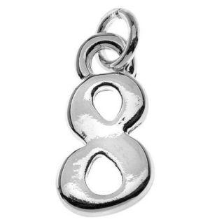 Silver Plated Lightweight Charm, Small Number 8 11.5x6x1.5mm, 1 Piece, Silver