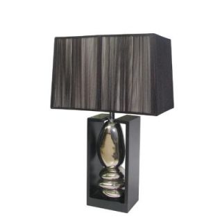 Elegant Designs 11 in. Chrome Plated Stacked Stones Ceramic Table Lamp with Black Shade DISCONTINUED LT1037 BLK