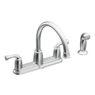 MOEN Banbury 2 Handle Mid Arc Standard Kitchen Faucet with Side Sprayer in Chrome CA87553