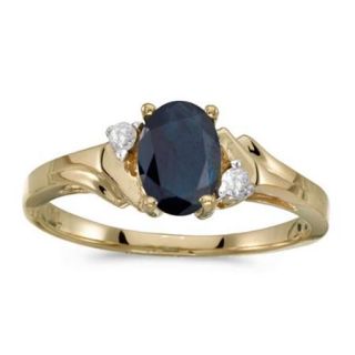 14k Yellow Gold Oval Sapphire And Diamond Ring (Size 7)