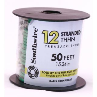 50 ft 12 AWG Stranded Green THHN Wire (By the Roll)
