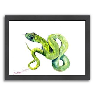 Florida Rough Green Snake 2 Framed Painting Print by Americanflat