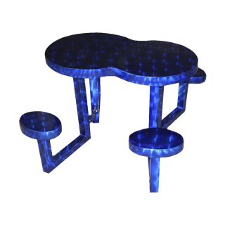 Ofab Blue Translucent Cast Aluminum Picnic Table