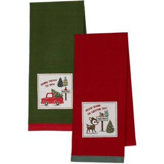 Dashing Through the Snow and O Christmas Tree Embellished Dishtowel