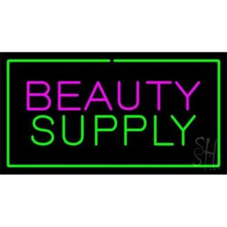 Sign Store N100 2617 clear Pink Beauty Green Supply Green Border Clear Backing Neon Sign, 37 x 20 x 1 inch