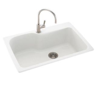 Swan Dual Mount Composite 33x22x10 in. 1 Hole Single Bowl Kitchen Sink in White KS03322SB.010