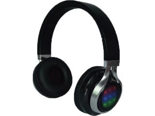 QFX Black H 252 BLK 3.5mm Connector Bluetooth Headphones With Disco Lights and FM Radio