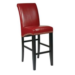OSPdesigns 30 in. Barstool with Nail Heads in Red MET8730RD