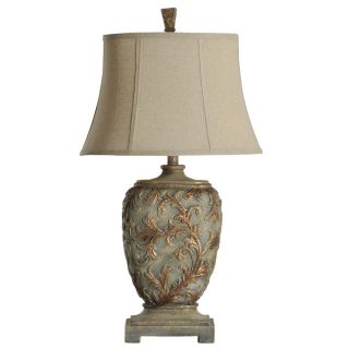 Carved Floral Traditional Gold Table Lamp
