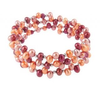 Honora Sterling Cultured Pearl & Bead Coil Bracelet —