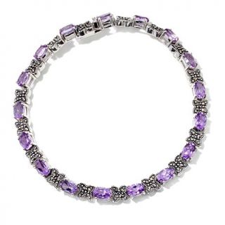 Gray Marcasite and Amethyst Butterfly Design Sterling Silver 7 1/2" Line Bracel   7455637