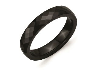 Ceramic Black 4mm Faceted Polished Band