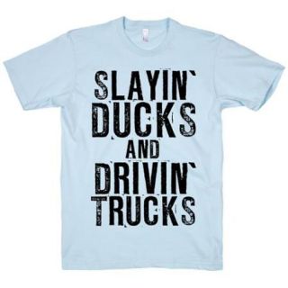Light Blue Slayin Ducks And Drivin Trucks Crewneck T Shirt Cool Size Large NEW