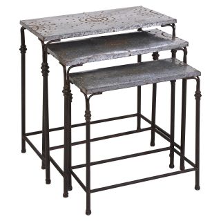 Gilbert Rectangle Galvanized Nesting Tables   Set of 3   End Tables