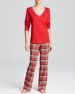 Lauren Ralph Lauren Balmoral Flannel Knit Top and Woven Pants Set
