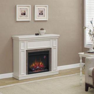 Home Decorators Collection Granville 43 in. Convertible Electric Fireplace in Antique White with Faux Stone Surround 82636