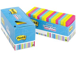Post it Notes 654 18BRCP Notes Cabinet Pack, 3 x 3, Ast. Bright Colors, 100 Sheets/Pad, 18/Pack