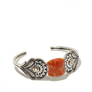 Studio Barse Coral and Citrine Sterling Silver Cuff Bracelet   7744160