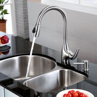 Kraus 30 x 19.5 Undermount Double Bowl Kitchen Sink and Faucet with