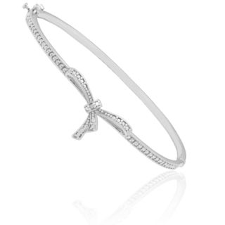 Finesque Sterling Silver Diamond Accent Bow Knot Bangle