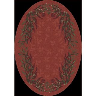 Milliken Baskerville Oval Red Transitional Tufted Area Rug (Common: 5 ft x 8 ft; Actual: 5.33 ft x 7.66 ft)