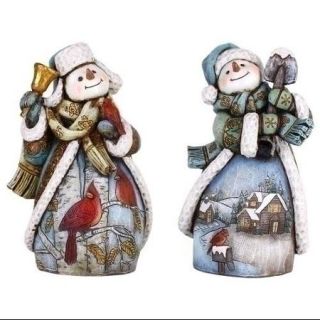 Set of 2 Snowfall Valley Scenic Snowman Christmas Figures