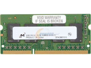 Refurbished: Micron 2GB 204 Pin DDR3 SO DIMM DDR3L 1600 (PC3L 12800) Laptop Memory Model MT4KTF25664HZ 1G6E1
