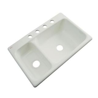 Thermocast Wyndham Drop In Acrylic 33 in. 4 Hole Double Bowl Kitchen Sink in Tender Grey 42481