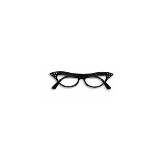 Black Rhinestone 50s Cat Eye Glasses: Halloween