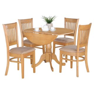 Oak Drop Leaf Table and 4 Dinette Chairs 5 piece Dining Set