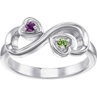Personalized Sterling Silver Couple's Infinity Birthstone Ring