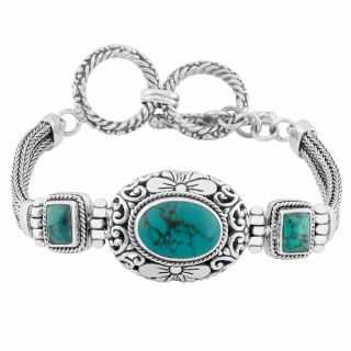 Silver Cawi Motif Turquoise Bracelet (Indonesia)   11453681