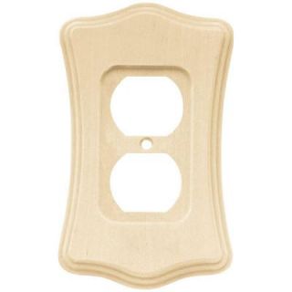 Liberty Wood Scalloped 1 Duplex Outlet Wall Plate   Un Finished Wood 64637
