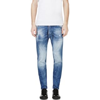 Dsquared2 Blue Distressed & Paint Splattered New Rider Jeans