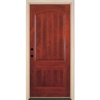 Feather River Doors 37.5 in. x 81.625 in. 2 Panel Plank Cherry Mahogany Fiberglass Prehung Front Door B03591