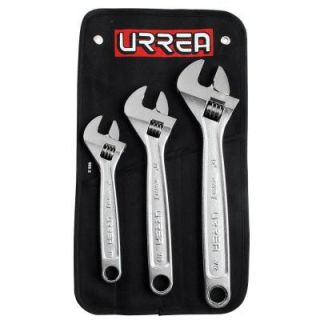 URREA 8 in.   10 in., 12 in. Rubber Grip Adjustable Chrome Wrench Set (3 Piece) 795