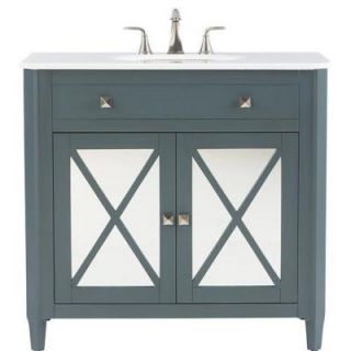 Home Decorators Collection Barcelona 37 in. Vanity in Teal Blue with Marble Vanity Top in China White and Under Mount Sink 1973100330