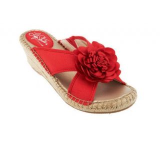 LifeStride Bloom Espadrille Slide Sandals w/Flower Detail —