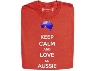 Stabilitees Funny Keep Calm and Love an Aussie Slogan T Shirts