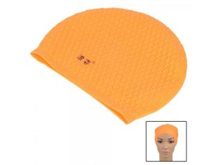 Drops Pattern Silicone Adult Swimming Cap C 302 Orange