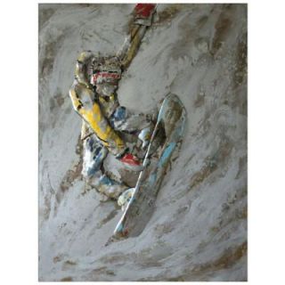 Yosemite Home Decor 47 in. x 35 in. Diversion II Snowboarder Hand Painted Contemporary Artwork PAP110602
