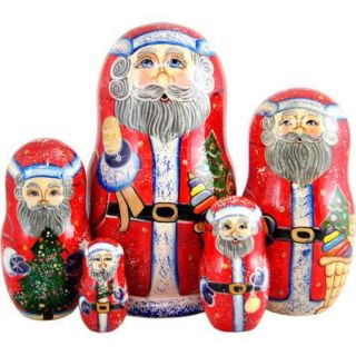 G Debrekht Russia 5 Piece Bell Ring Santa Nested Doll Set