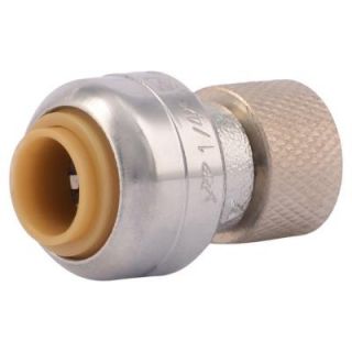 SharkBite 1/4 in. (3/8 in. O.D.) Chrome Plated Brass Push to Connect x 3/8 in. Compression Stop Valve Connector U3523LFA