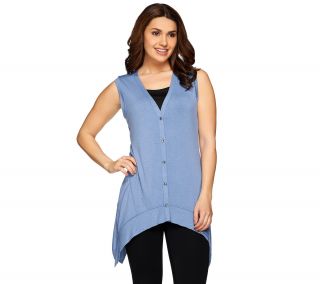 LOGO by Lori Goldstein V neck Vest with Seaming Detail   A231654 —
